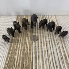 Lot Of 9 Ironwood Hand carved Wooden Elephants Small picture