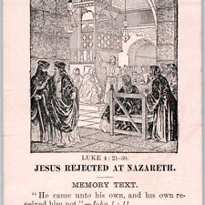 May 1894 Jesus Rejected Nazareth Picture Lesson Religious Card Bible Quote C45 picture