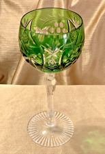 VTG Beyer GREEN CRYSTAL Cut-to-Clear Hock Wine Glass BEZ1 West Germany picture