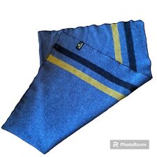 Vintage Pearce Wool Camp Blanket Blue Yellow Stripe 46x61 picture