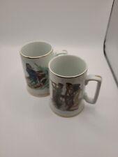 Vtg Norman Rockwell Museum River Pilot & Braving the Storm Coffee Mug Set of 2  picture
