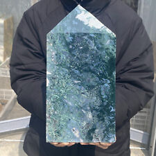7.16LB Natural green moss agate quartz obelisk crystal aura healing picture