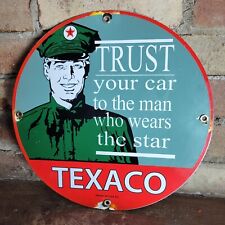 OLD VINTAGE 1952 TRUST TEXACO STAR GASOLINE PORCELAIN GAS STATION PUMP SIGN 12