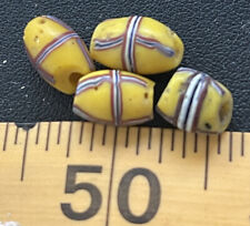 (4) Original French Cross Glass Indian Trade Beads Yellow 1700's B Quality picture