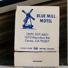 Rare Vintage Matchbook J1 Ceres California Blue Mill Motel Windmill Herndon Rd picture