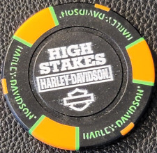 HIGH STAKES HD - KENTUCKY (Black/Orange/Neon Green) Harley Davidson Poker Chip picture