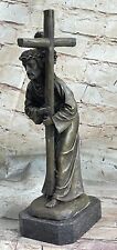 Signed Original Valli Jesus Christ Forced To Carry Cross Bronze Statue Sculpture picture