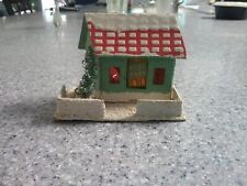 Vintage Mica Putz Christmas Village Cardboard green House with Tree Handmade  picture