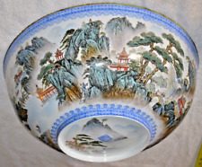 Stunning Large Chinese  Eggshell Porcelain Bowl, hand painted landscape 14.5