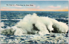 The Crest Of A Wave From The Briny Deep Ocean Coast Sea Linen Vintage Postcard picture