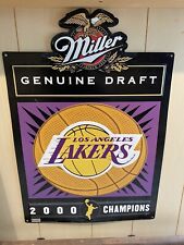 Vintage Metal Beer sign Los Angeles Lakers 2000 Champions Kobe & Shaq picture