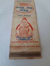 Vintage White Wet Wash Laundry Huntington's Biggest Wash Woman Matchbook Cover picture