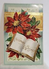 Vintage 1912 Christmas Postcard Germany Poinsettia's Gold Christmas Wishes picture