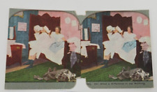 Victorian Stereograph Humorous~Oh What a Difference A Day Makes~Morning~Sick picture