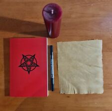 Red Devil Worshipping Kit: Red Rose Candle & Satanic Book, Goatskin Vellum/Pen picture