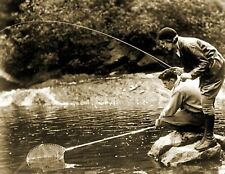 Couple Fishing in Maine Vintage Old Photo 8.5