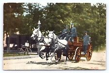 1912 Fire Fighters Rescue Horses Carriage Show Advertisement Posted Postcard B27 picture
