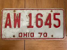 1970 Vintage Ohio Red White Metal License Plate Antique AW 1645 picture