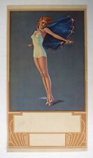 Original Vintage Pinup Girl Picture by Erbit Blond w/ Red White Blue Cape picture
