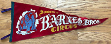 Vintage Barnes Bros Circus Souvenir Red Felt Flag Pennant Elephant 29x11 HTF picture