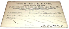 1885 PHILADELPHIA & READING COAL AND IRON COMPANY FREIGHT DELIVERY NOTICE  picture