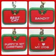GANZ Christmas Pet Tags Charms Dog Cat Names Phrases Pick Name Green Red NWT JB picture