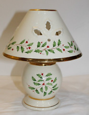 Lenox Mistletoe tea light candle holder with lamp shade Christmas picture