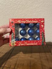 Vintage Box of Blue Mercury Glass Christmas Ornaments 1960’s Japan picture