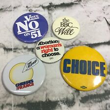 Vintage Buttons Collectible Political Pin-Back Button Lot 5 Choice Womens Rights picture