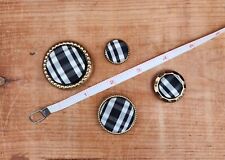 Lot of 4 Vintage NONY New York Button Covers Black and White Plaid Goldtone picture