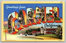 Vintage California Postcard - Large Letter - Greetings From Carmel picture