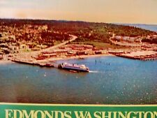 VINTAGE PHOTO POST CARD AERIAL VIEW FERRY TERMINAL EDMONDS  WA picture