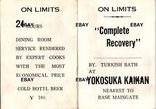 1950s Complete Recovery Turkish Bath Business Card Yokosuka Japan US Navy picture
