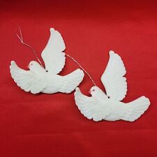 Vintage Christmas Ornament White Dove Set of 2 picture