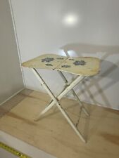 Vintage Mid-Century Folding Tray Table | Floral Lacquer | Distressed Used Look picture