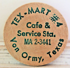 Von Ormy, TX  TEX-MART Cafe & Service Station 1 Free COFFEE Token Wooden Nickel picture