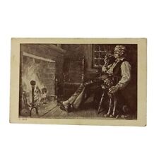 Postcard Velvet Joe Smoking Pipe Fireplace Dog Tobacco Vintage 1915 Unused picture