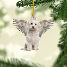 Maltese Dog Sleeping Angel Ornament, Maltese Dog Angel Wings Ornament, Maltese picture