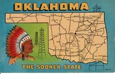 Postcard Oklahoma OK Sooner State Map Indian    picture