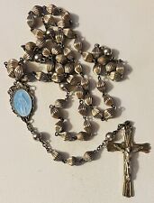 VINTAGE ALL STERLING SILVER ROSARY w/ Enamel - 20