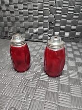 Vintage Cranberry Red Airko Salt and Pepper Shakers (684) picture