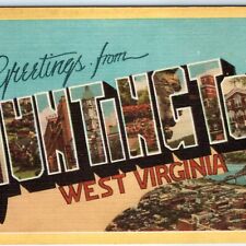 c1940s Huntington, WV Greetings Linen Postcard Dexter Colorcraft Goldsmith A114 picture