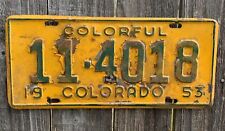 VINTAGE 1953 COLORADO LICENSE PLATE COLORFUL, #114018 picture