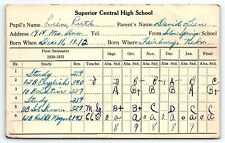 c1925 SUPERIOR NEBRASKA CENTRAL HIGH SCHOOL REPORT CARD FOR RUTH LIEN  Z5472 picture