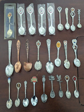 Lot of 26 Souvenir Spoons Silver Copper Pewter Metal Air Force Alaska Hawaii picture