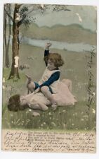 Antique Vtg Postcard Brother & Sister Beat Each Other Up Fight Year 1904 Germany picture