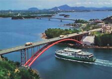 Kumamoto Japanese Postcard - Amakusa Bridge Ship Ariel View City Vtg  #77 picture