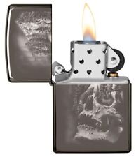 Zippo Skull Mountain Lighter Black Ice All Metal One Piece Construction 14240 picture