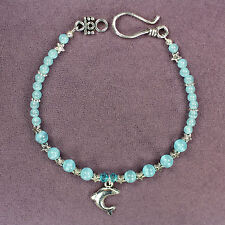 DOLPHIN TOTEM BRACELET Aqua Crystals Silver Catseye Porpoise Marine Animal Seal picture