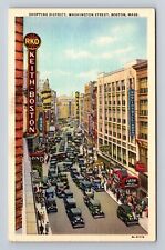 Boston MA-Massachusetts, Birds Eye View Main Shopping District Vintage Postcard picture